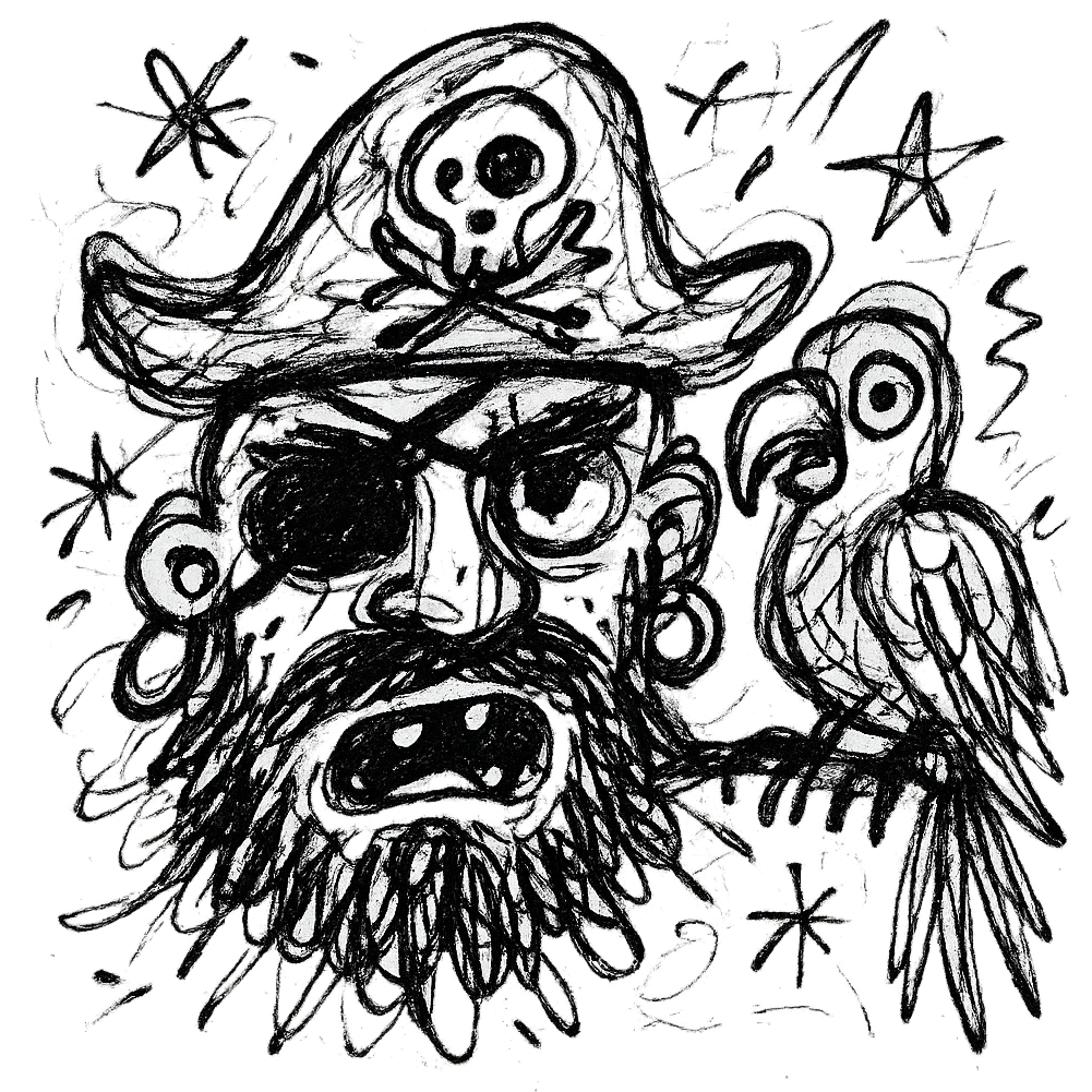 pirate with eye patch and parrot emoji