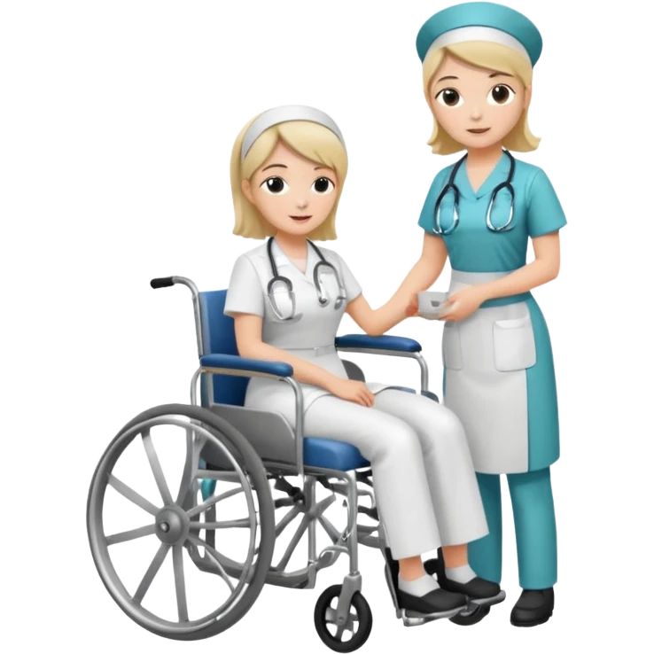 a nurse is taking care of a patient in wheelchair emoji
