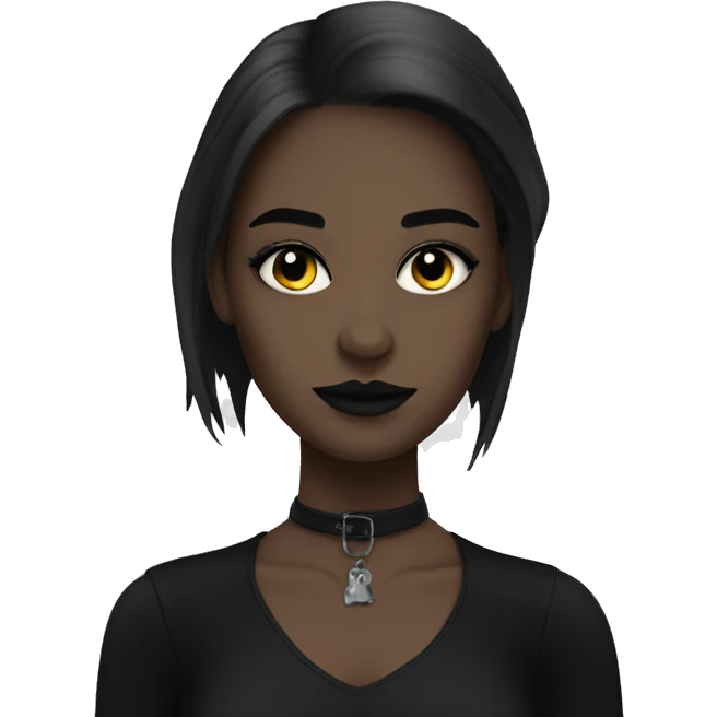 girl with shoulder length hair “black ” and goth makeup  emoji