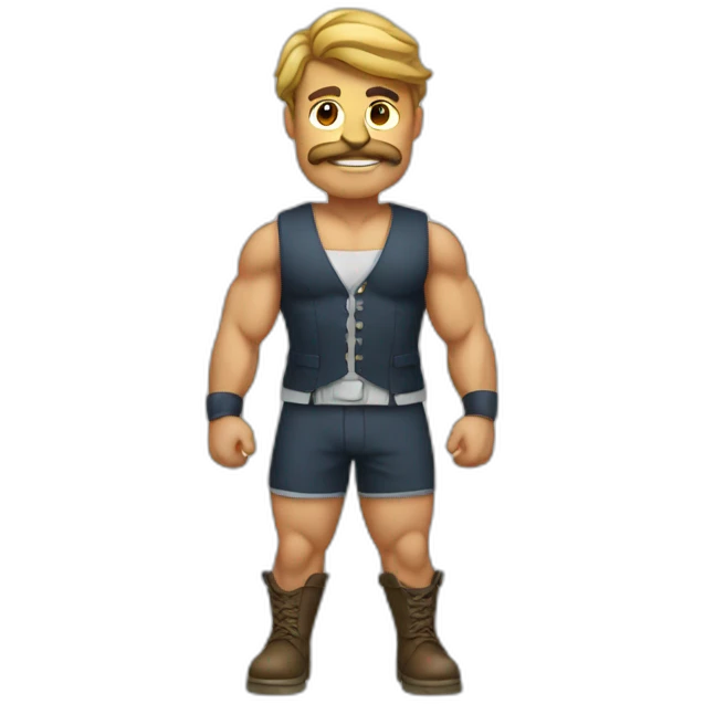 homme musclé en costume emoji