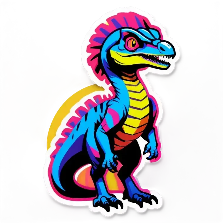 Synthwave dilophosaurus logo emoji