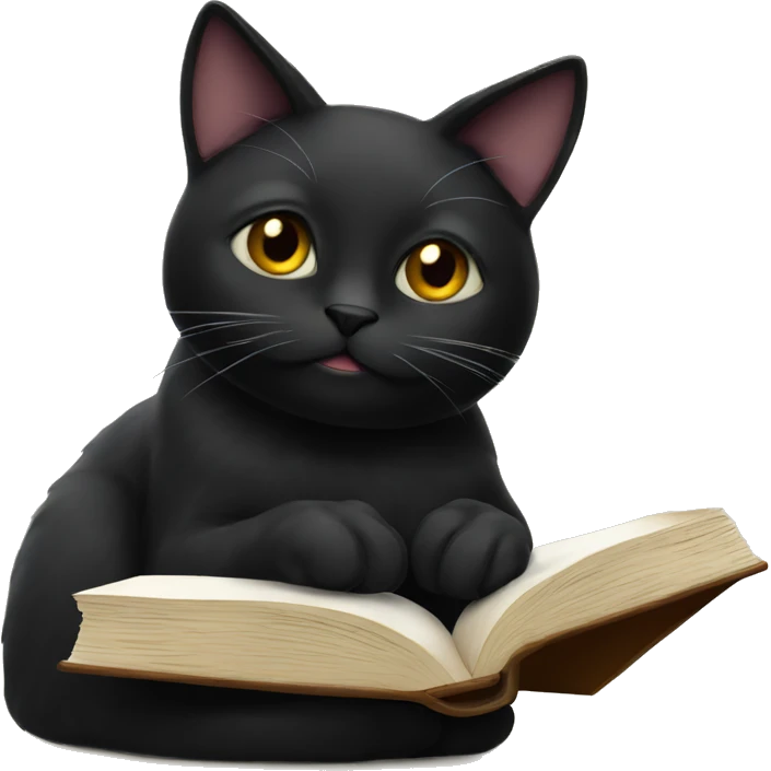 studying black cat emoji