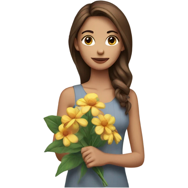 Brown hair model flower  emoji