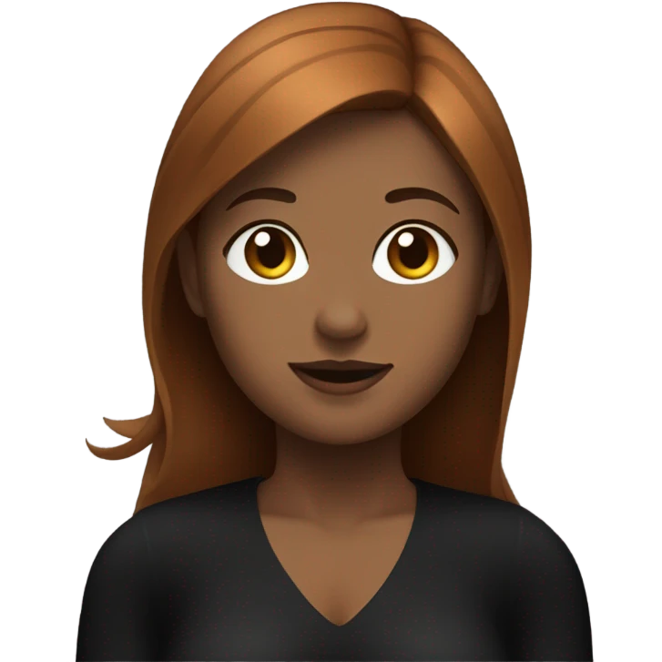 full body girl with chestnut hair sitting in black costume on the floor emoji