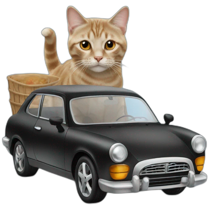 Cat drive black to thé futur car emoji