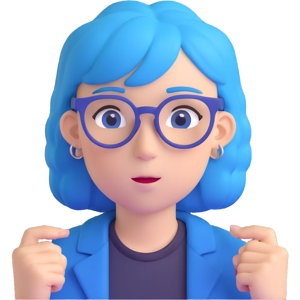 Michou, French YouTuber with blue hair and glasses emoji