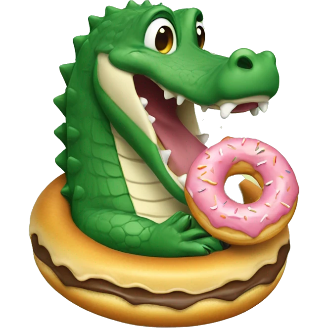Alligator eating a doughnut emoji