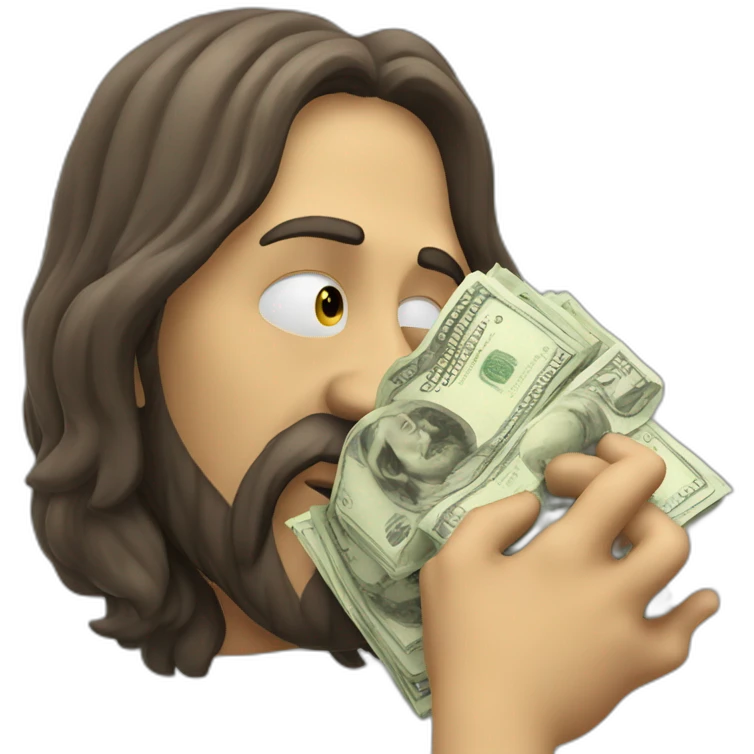 jesus sniffing money emoji