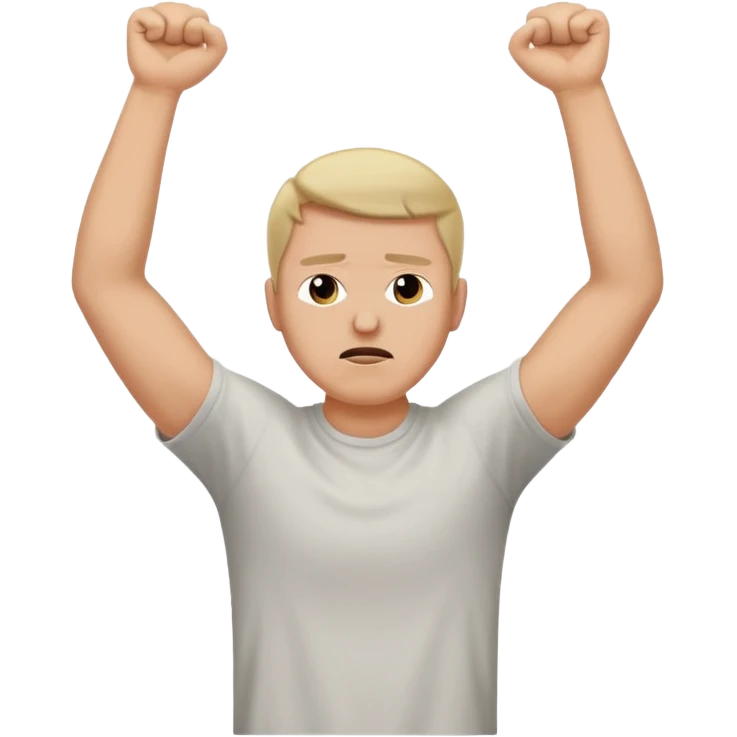man backing down from argument with arms up emoji