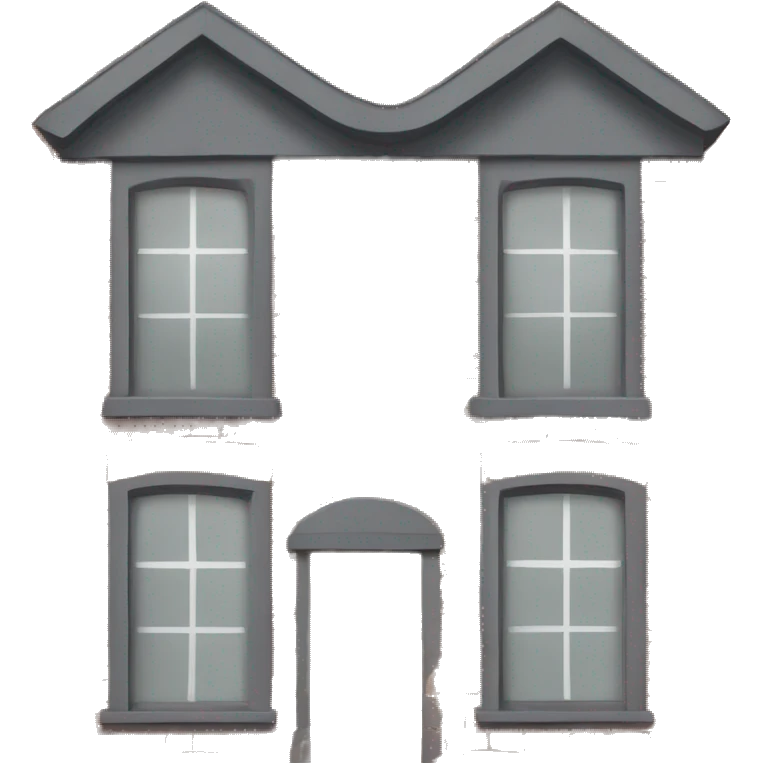 house made of bricks, with dark grey windows and grey flat roof emoji