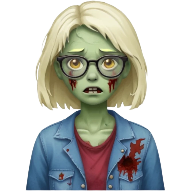   zombie girl with glasses emoji