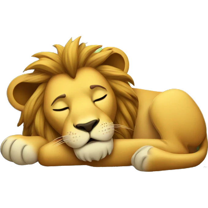 A cute sleeping lion in a forest emoji