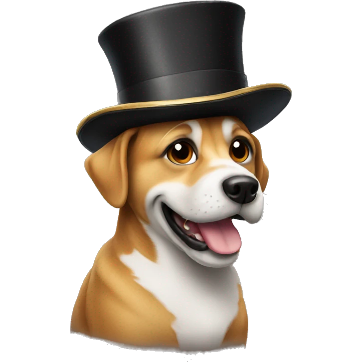 a dog with a tophat emoji