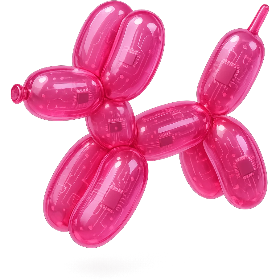 hot pink helium balloon dog emoji