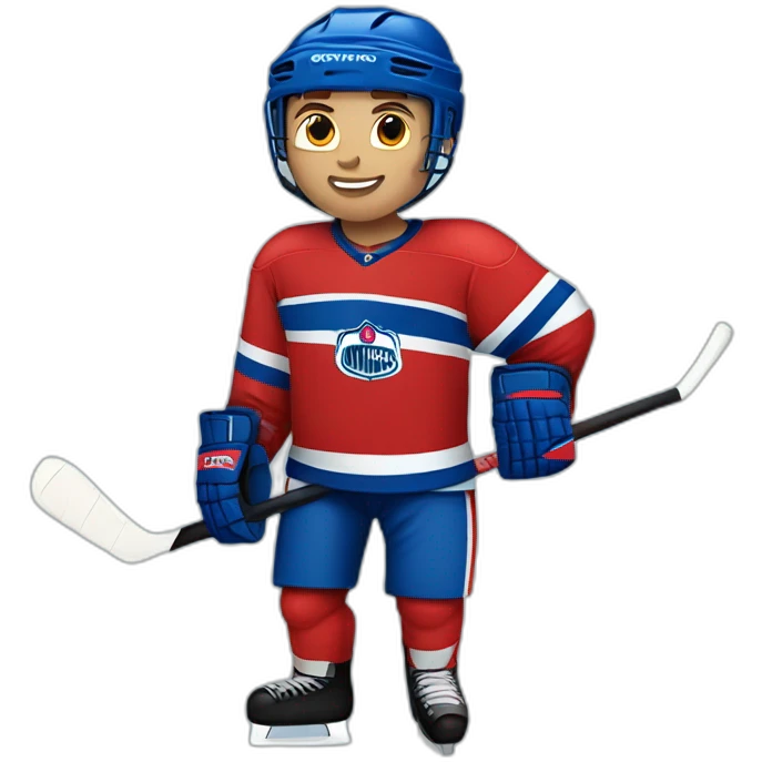 Ice Hockey player blue red form emoji