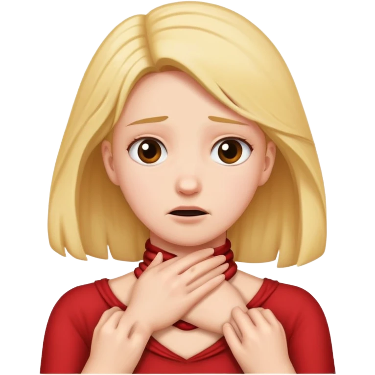 girl who holds hers neck as if she was strangling herself to show her annoyance  emoji