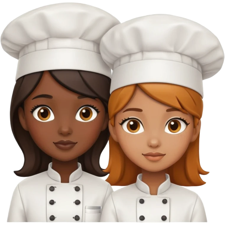 caramel girl and darkskin girl together chef emoji emoji