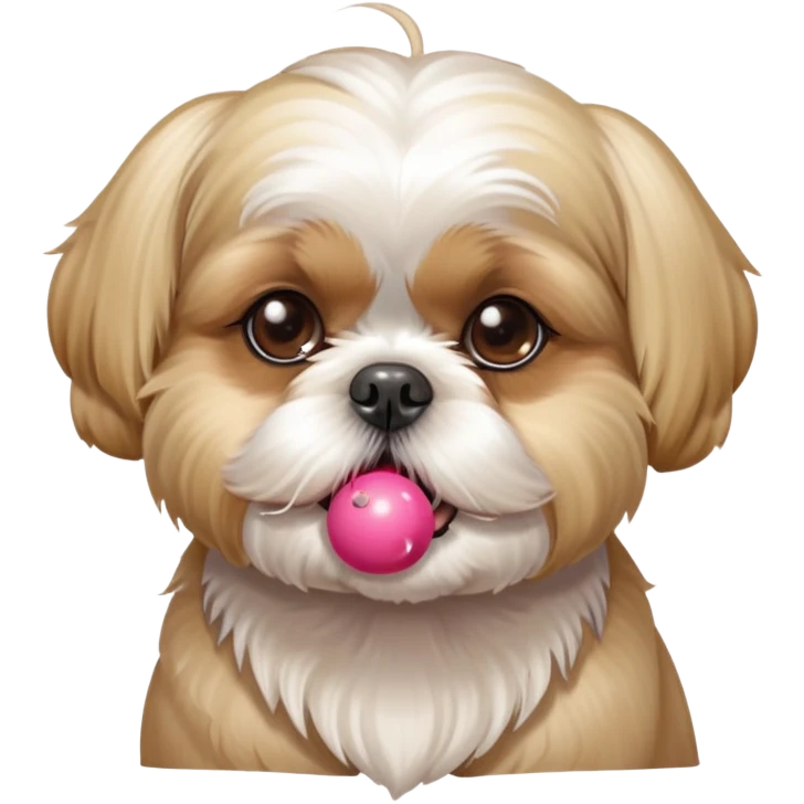 Blonde Shih tzu blowing bubblegum from its mouth emoji
