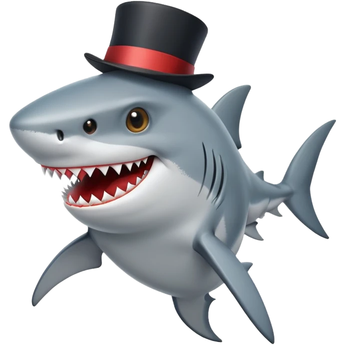 Shark with a top hat emoji