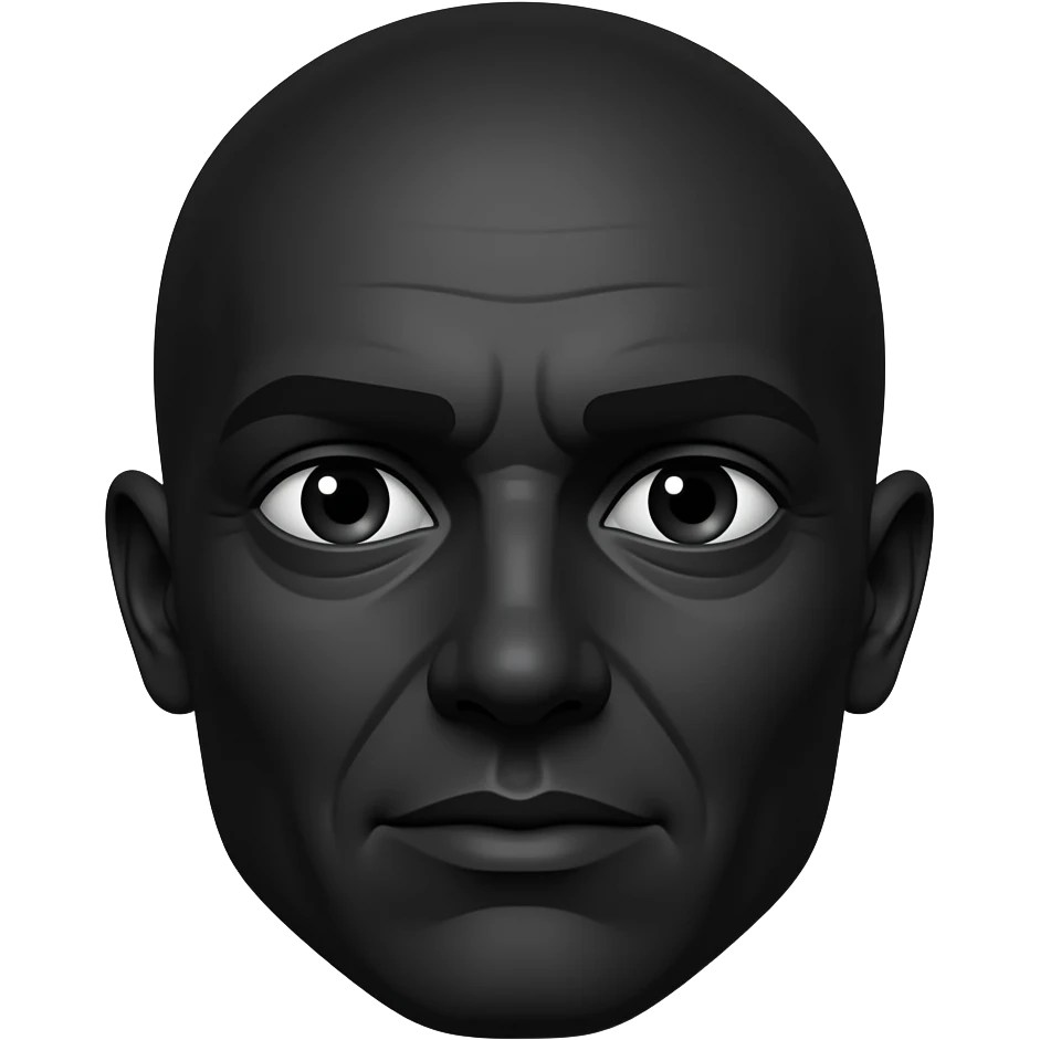 Мрачное полностью черное лицо с белыми глазами emoji