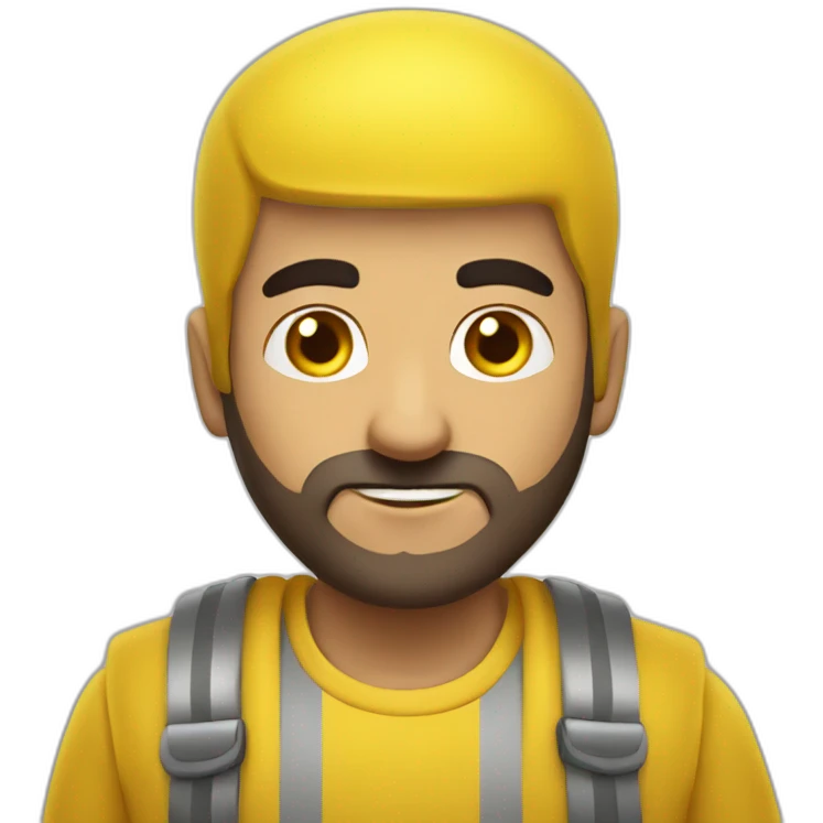 Armenian men with the yellow clothes reading book and looking at camera and smiling  emoji