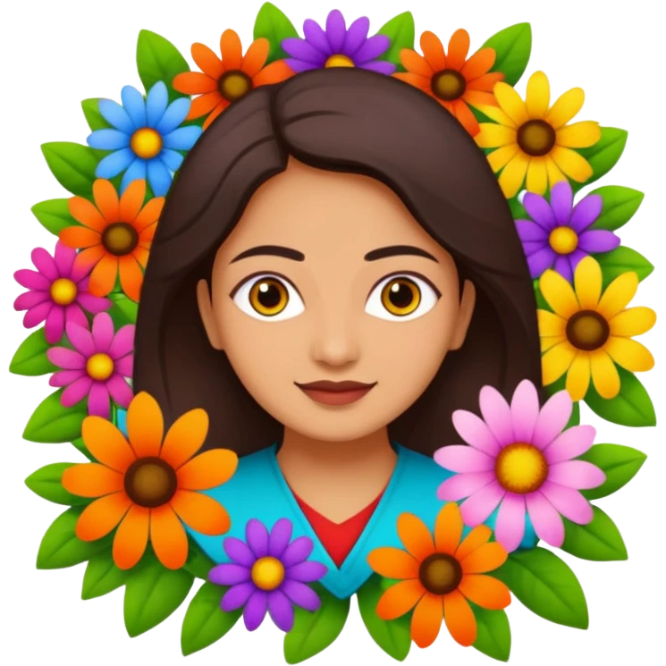 Logo of Madhu Gupta surrounded by flowers emoji