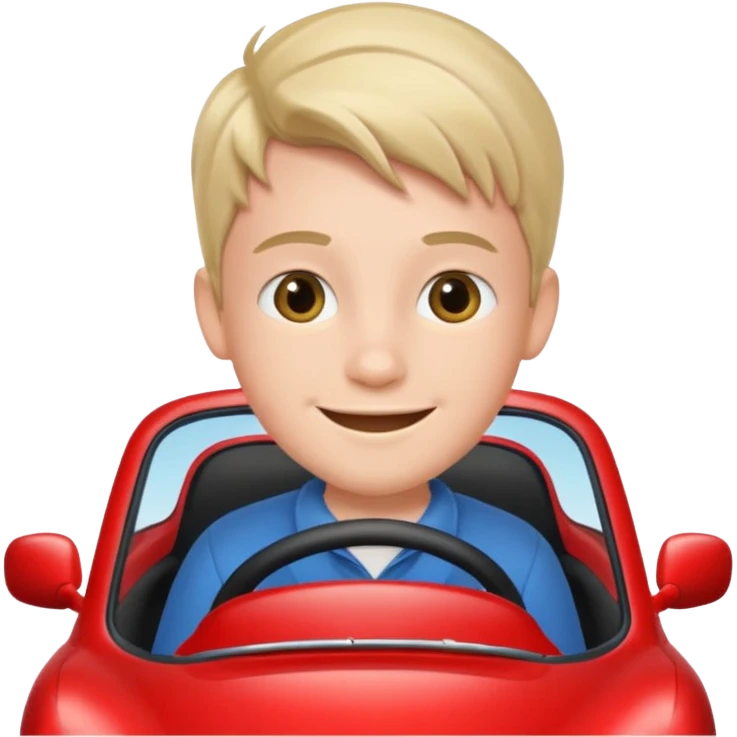 boy driving red car emoji