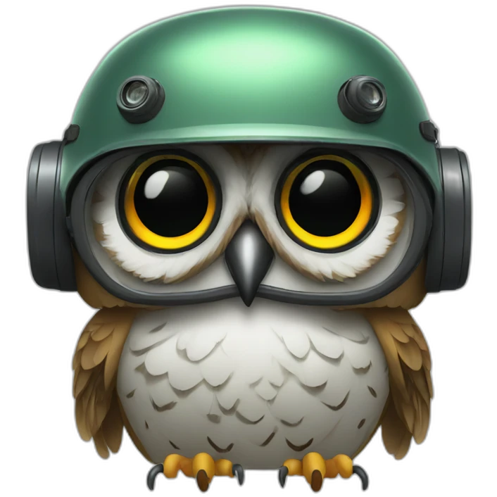 Owl with night vision device in helmet emoji
