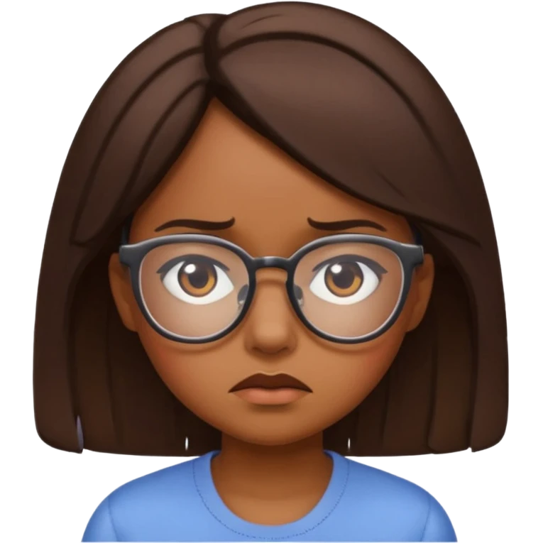FROWN EXPRESSION WITH GLASSES GIRL emoji