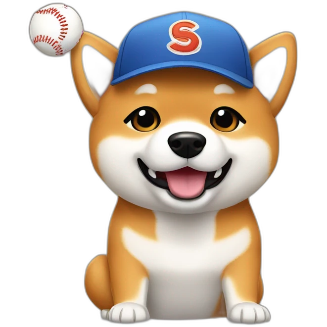 shiba inu with baseball cap emoji