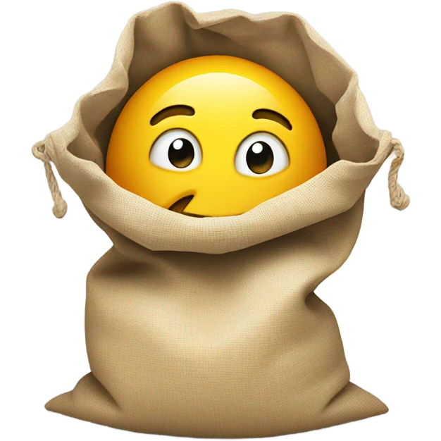 Smile with sack in mouth emoji