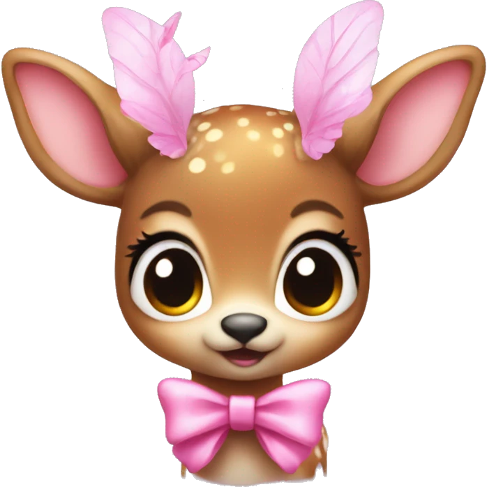 baby deer with fairy wings and a pink bow around its neck  emoji