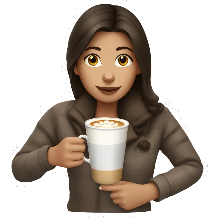 brunette girl sipping latte  emoji
