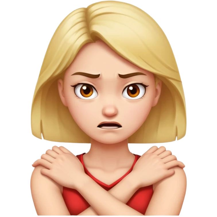 girl with arms crossed holding neck mad face  emoji