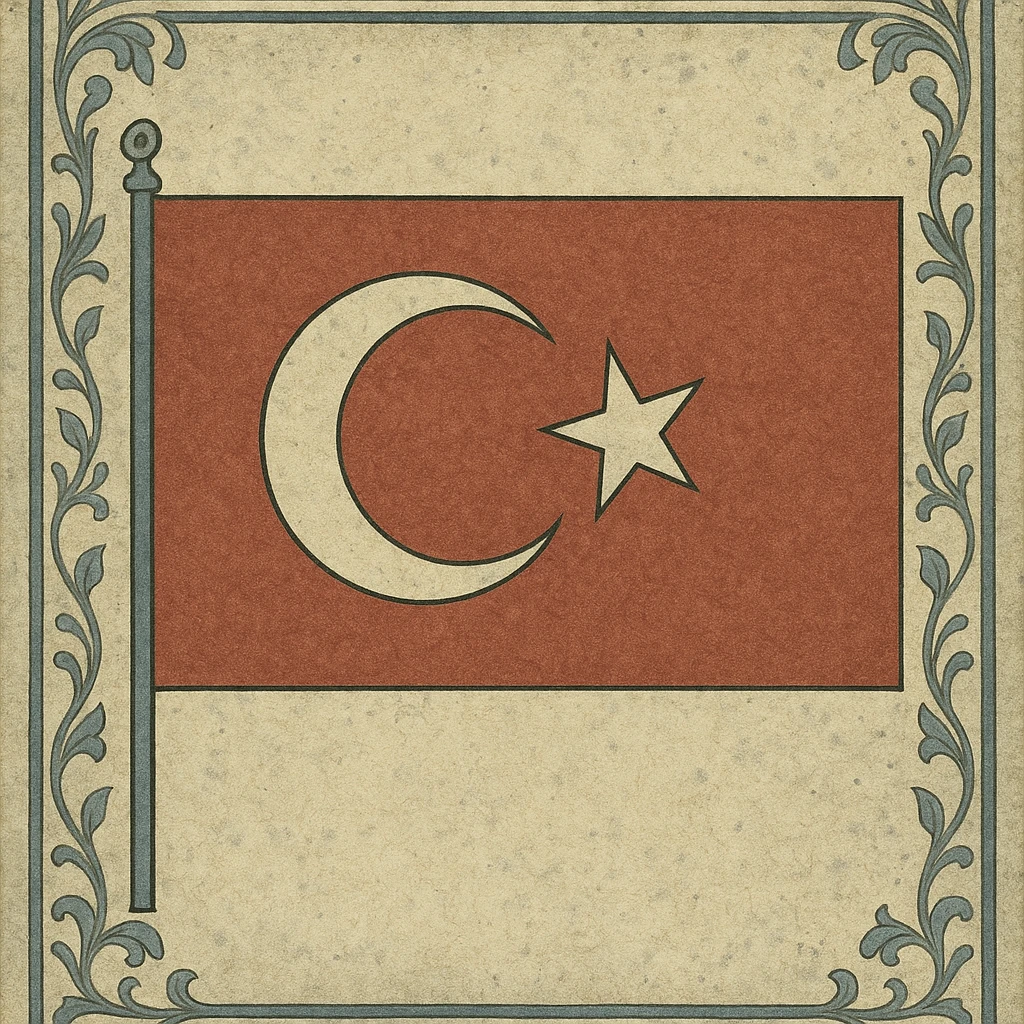 Ottoman flag with red background, white crescent and star, classic Ottoman banner style, detailed, historical appearance emoji