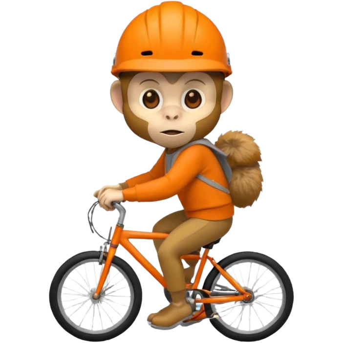 monkey wearing orange bicycle helmet, sweatshirt emoji