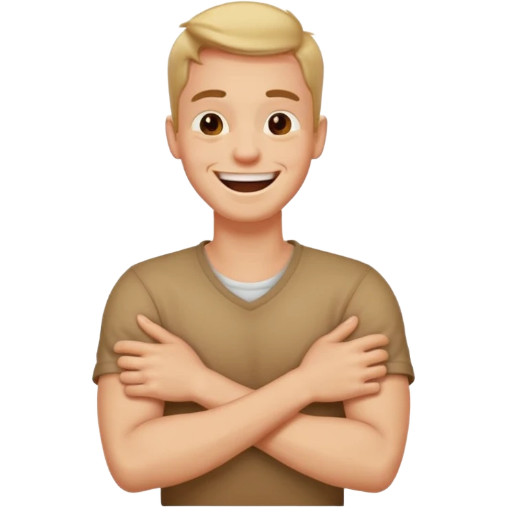 arms crossed holding neck laughing guy emoji