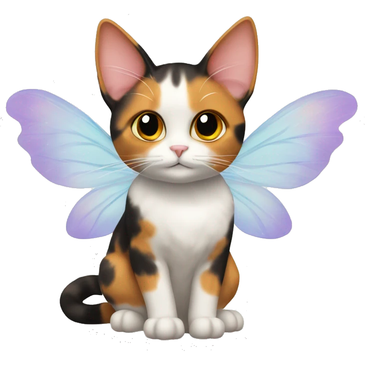calico cat with fairy wings emoji