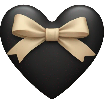 black heart with beige bow emoji