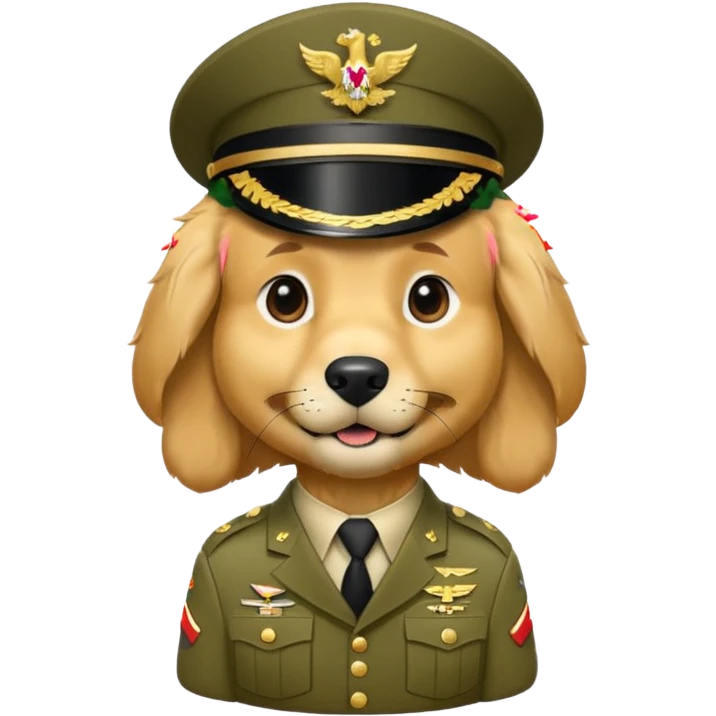 A golden retriever in the army emoji