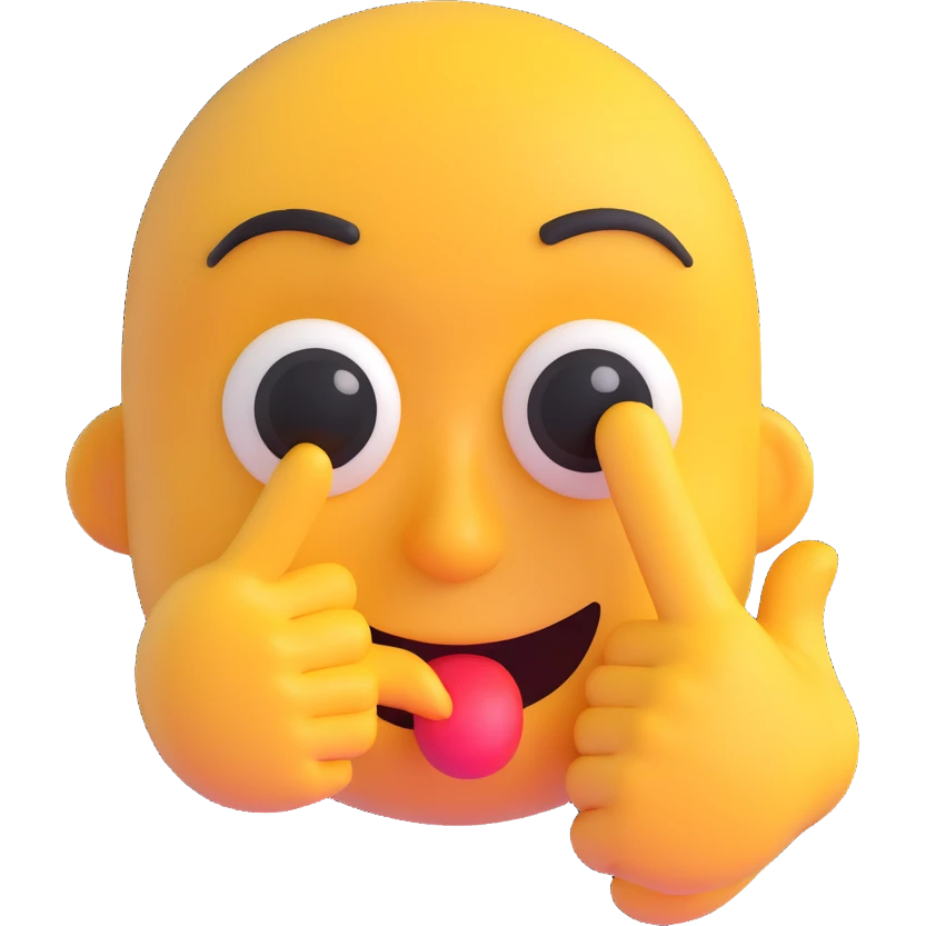 3D emoji of a face with wide eyes and finger in front of mouth, shushing emoji