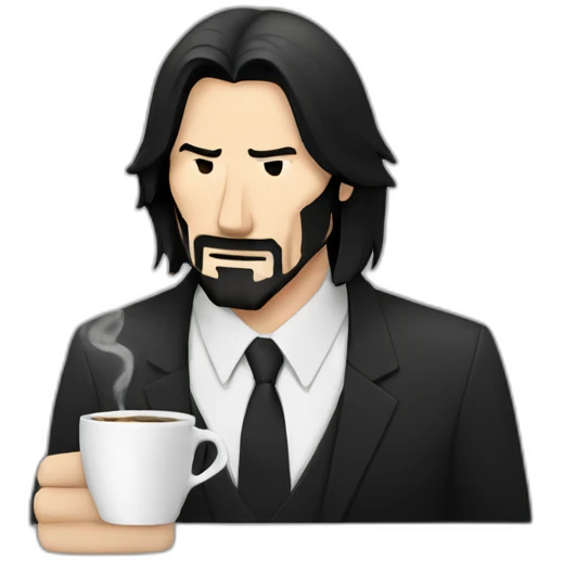 John wick with a coffee and smoke cigarette emoji