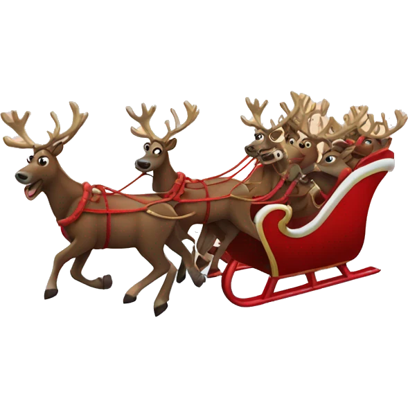 reindeers pulling sleigh in sky emoji