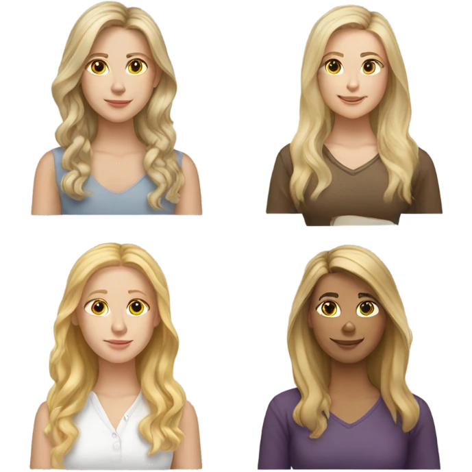 3 white  female friends 2 have blonde hair 1 has brown hair emoji