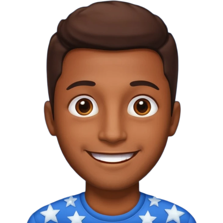 A brown skin man with stars in his eyes emoji