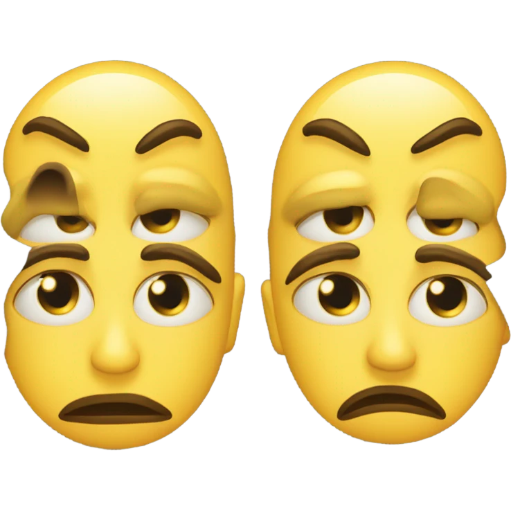 Eyes by one side only judging like this emoyi 👀 serious expression on jellow circle dot like and amoyi and pressed together lips serious  emoji