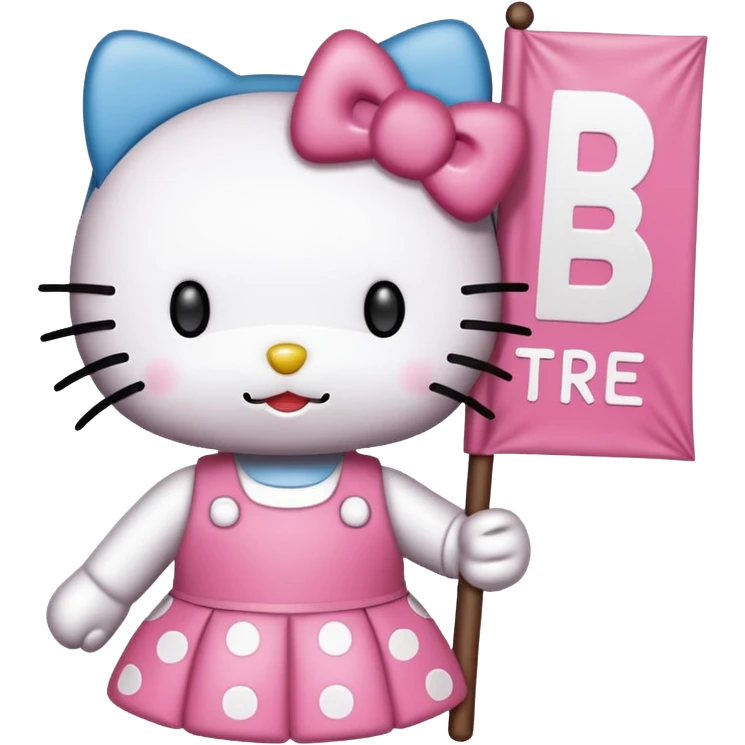 hello kitty holding a banner that says hbd TRÉ  emoji