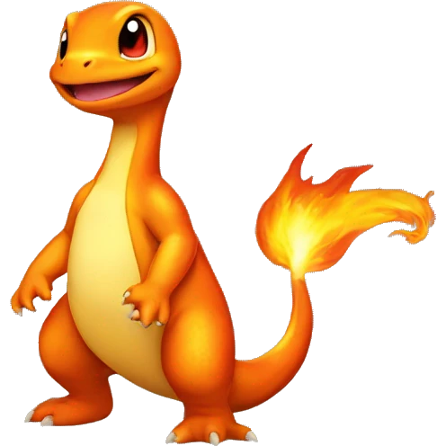 Charmander with a flame on its tail-tip emoji