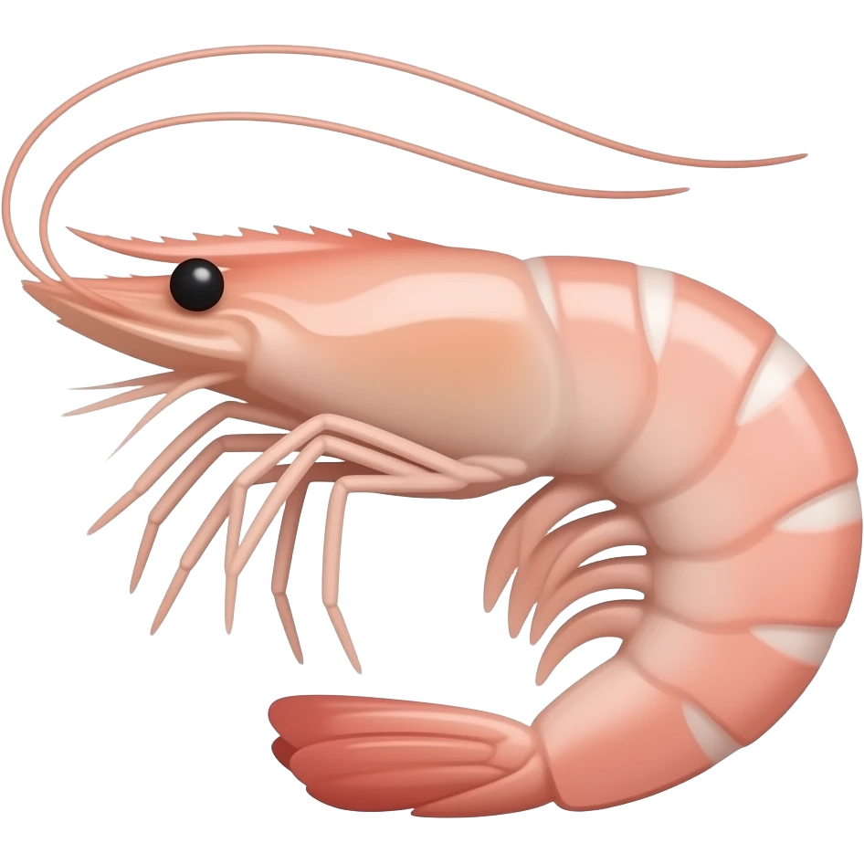 2D render iPhone emoji png of a detailed pinky pink pink pink  shrimp emoji