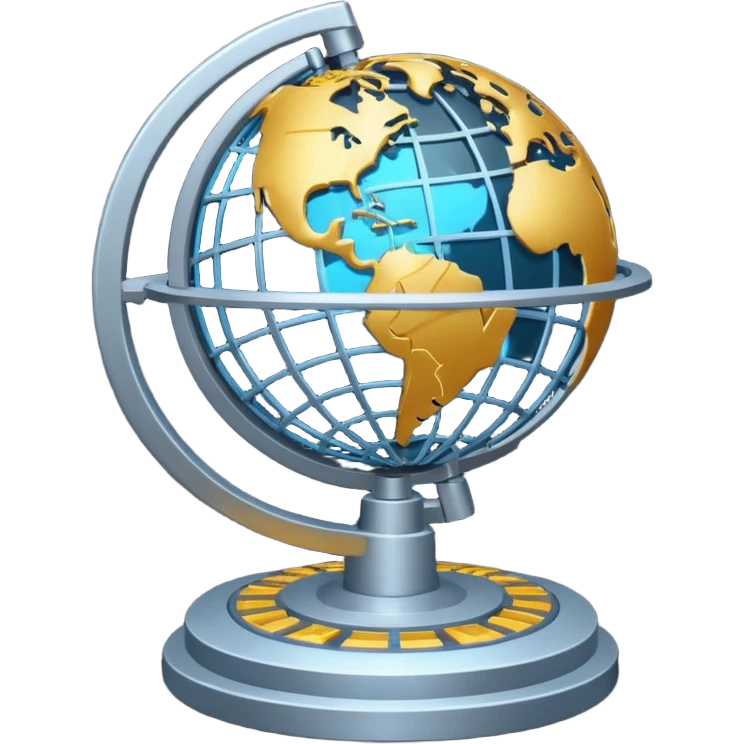 gear combined with a globe, with connected tech nodes emoji